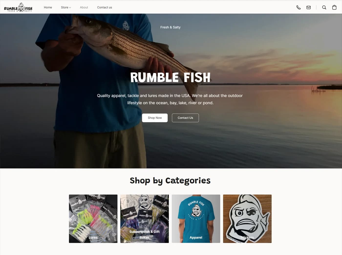 Rumble Fish e-commerce website designed by Wolff Creative