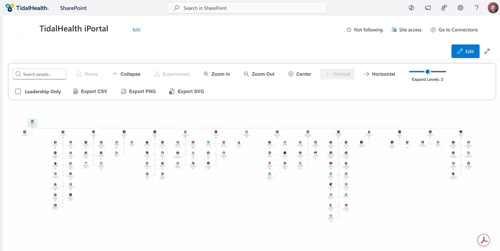 TidalHealth Org Chart